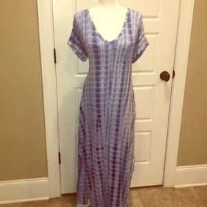 Blue tie die maxi dress